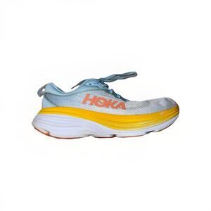 Hoka One One Bondi 8 Shoes Womens Size 9 B Blue Yellow Running Sneakers Comfort